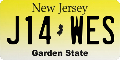 NJ license plate J14WES