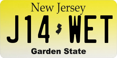 NJ license plate J14WET
