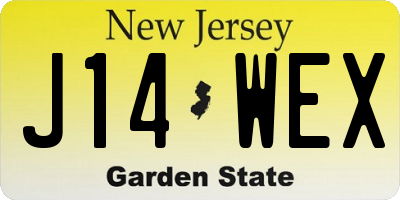 NJ license plate J14WEX