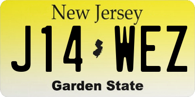 NJ license plate J14WEZ