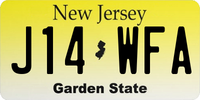 NJ license plate J14WFA