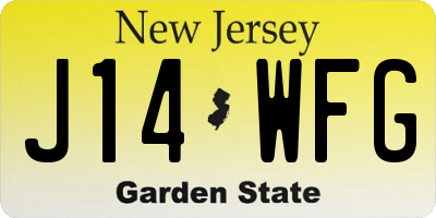 NJ license plate J14WFG