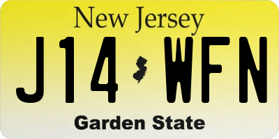NJ license plate J14WFN