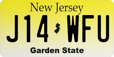 NJ license plate J14WFU