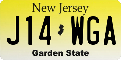 NJ license plate J14WGA