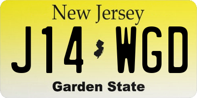 NJ license plate J14WGD