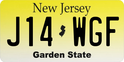 NJ license plate J14WGF