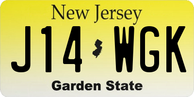 NJ license plate J14WGK
