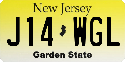 NJ license plate J14WGL