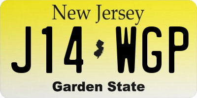 NJ license plate J14WGP