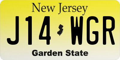 NJ license plate J14WGR