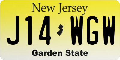 NJ license plate J14WGW