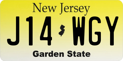 NJ license plate J14WGY