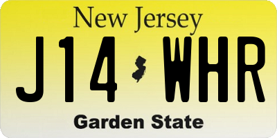 NJ license plate J14WHR