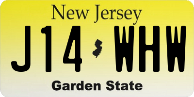 NJ license plate J14WHW