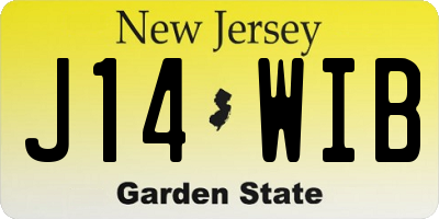 NJ license plate J14WIB