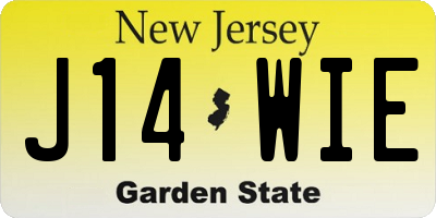 NJ license plate J14WIE