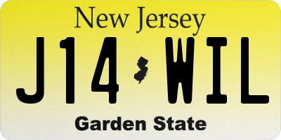 NJ license plate J14WIL