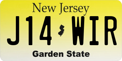 NJ license plate J14WIR