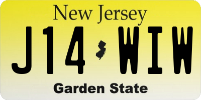 NJ license plate J14WIW