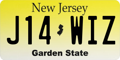 NJ license plate J14WIZ