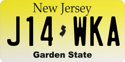 NJ license plate J14WKA