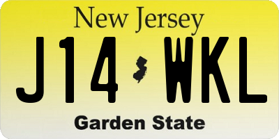 NJ license plate J14WKL