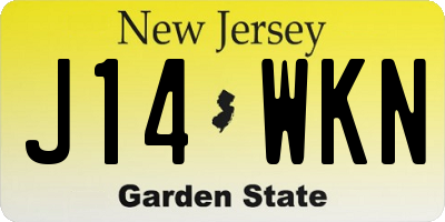 NJ license plate J14WKN