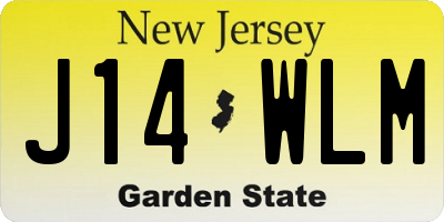 NJ license plate J14WLM