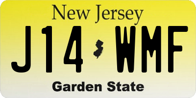 NJ license plate J14WMF