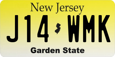 NJ license plate J14WMK