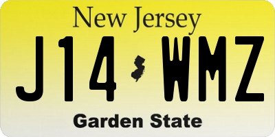 NJ license plate J14WMZ