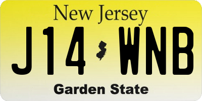 NJ license plate J14WNB