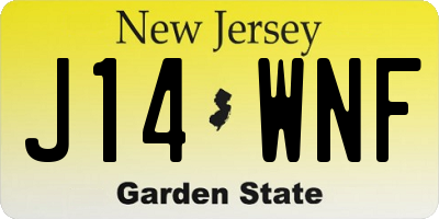 NJ license plate J14WNF