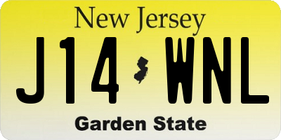 NJ license plate J14WNL