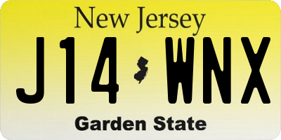 NJ license plate J14WNX