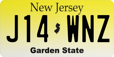 NJ license plate J14WNZ