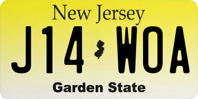 NJ license plate J14WOA