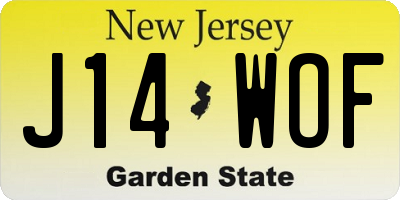 NJ license plate J14WOF