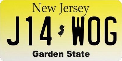 NJ license plate J14WOG