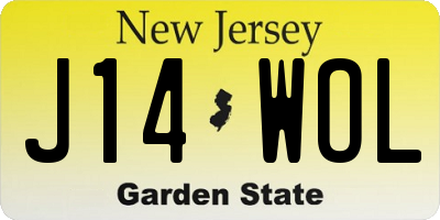 NJ license plate J14WOL