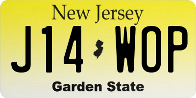 NJ license plate J14WOP