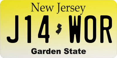 NJ license plate J14WOR