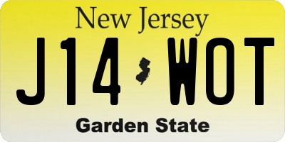 NJ license plate J14WOT