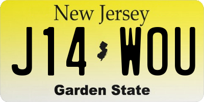 NJ license plate J14WOU