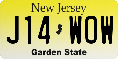 NJ license plate J14WOW