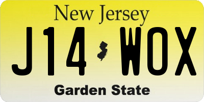 NJ license plate J14WOX