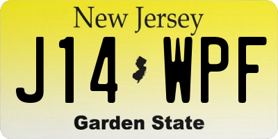 NJ license plate J14WPF