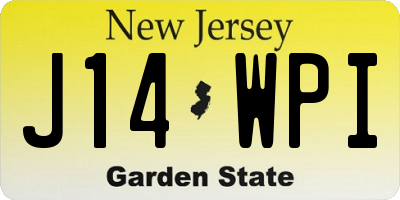 NJ license plate J14WPI