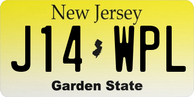 NJ license plate J14WPL